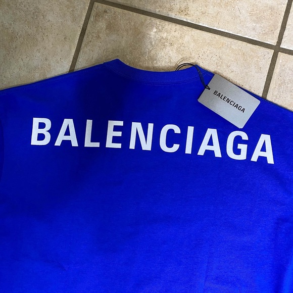 SOLD / Royal Blue Balenciaga Back Logo T-Shirt - Picture 5 of 7